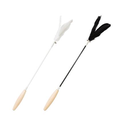 Cat Teaser with Wooden Handle - Black