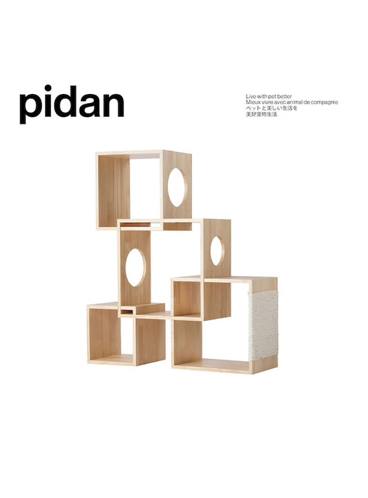 Wooden Cat Tree - Geometrical 4 Squares